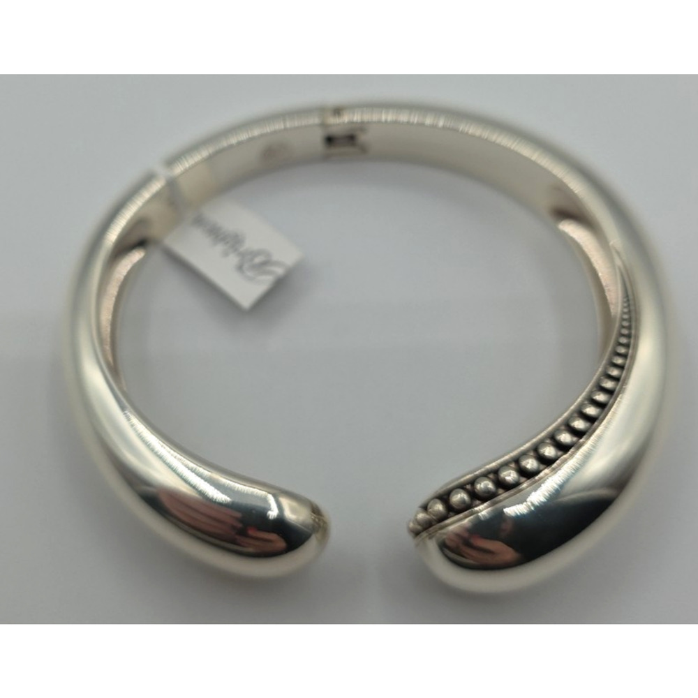 Brighton Silver Plated Pretty Tough Droplet Hinged Bangle Bracelet Jewelry New - Picture 2 of 5